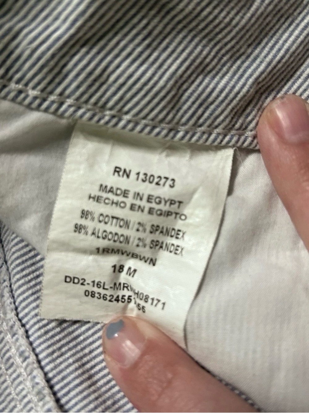 Women’s Riders By Lee Mid Rise White Blue Striped Shorts Size 18M - Picture 2 of 4